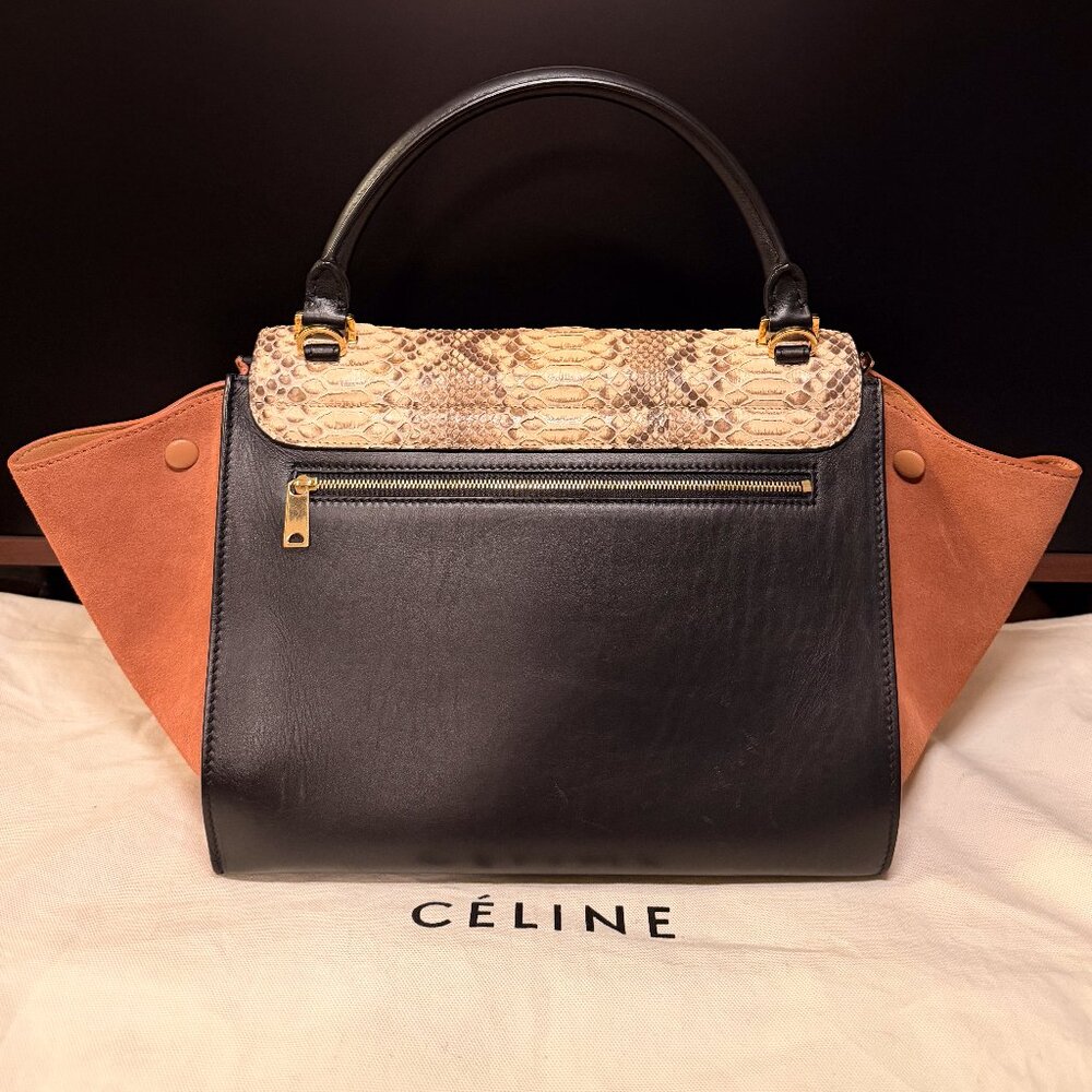 Celine Beige Python Tricolor Leather Medium Trape… - image 3